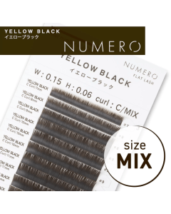 NUMERO Color Matte Flatlash YELLOW BLACK C-Curl 0.15 MIX 7mm-12mm