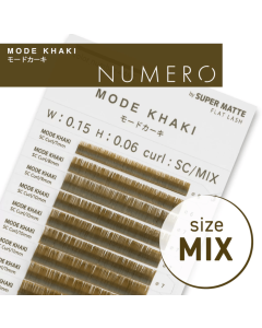 NUMERO Color Matte Flatlash MODE KHAKI C-Curl 0.15 MIX 7mm-12mm