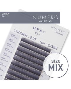 NUMERO Color Matte Flatlash GRAY C-Curl 0.15 MIX 7mm-12mm